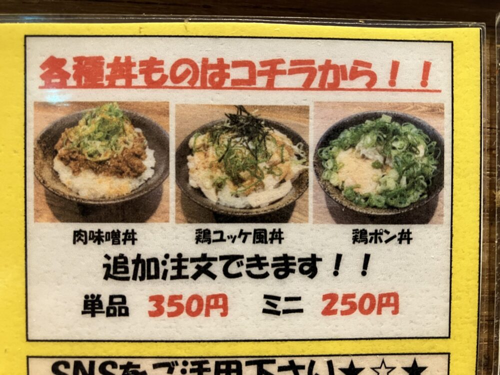 奈良市「みなみ食堂」丼ものメニュー写真