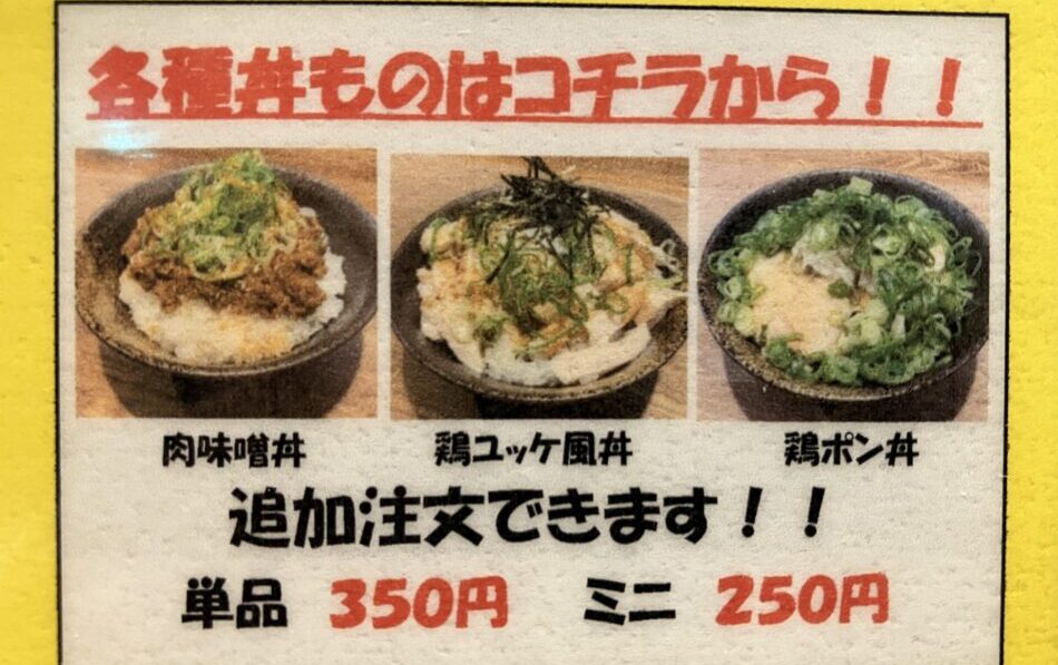 奈良市「みなみ食堂」丼ものメニュー写真