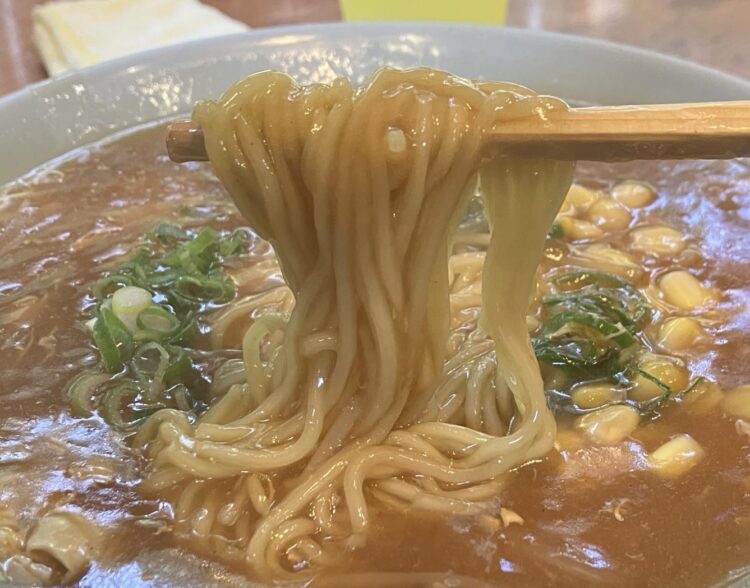 宇陀市「さっぽろらうめん」月の輪らーめん麺アップ写真