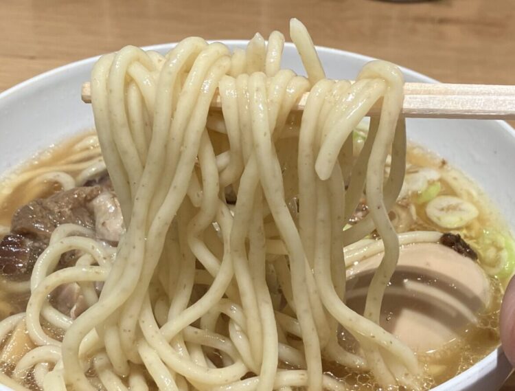 大阪府梅田・人類みな麺類Premium「ラーメンMacro」麺アップ写真