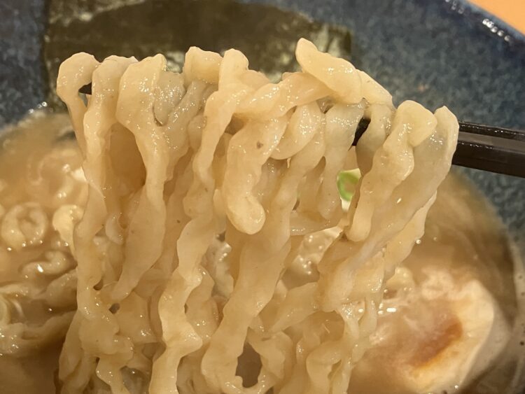 麺々結び「鶏豚々(特上)」麺アップ写真