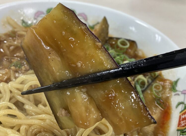 餃子の王将「麻婆茄子ラーメン・フェアセットＢ」麻婆茄子アップ写真