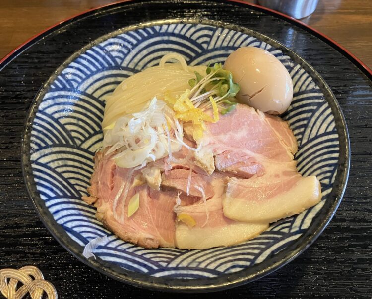 麺の道あをによし「特選魚介鶏つけ麺（松）」麺全体写真