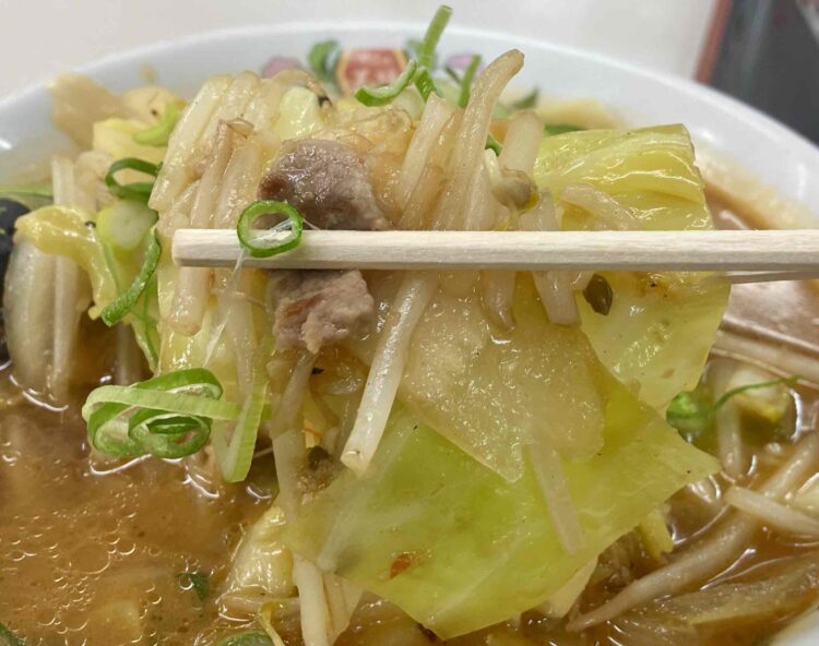 餃子の王将「野菜煮込みラーメン」トッピングアップ写真