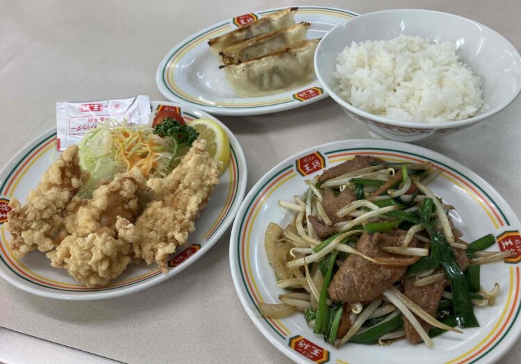 餃子の王将「餃子･唐揚げ･ニラレバセット」全体写真