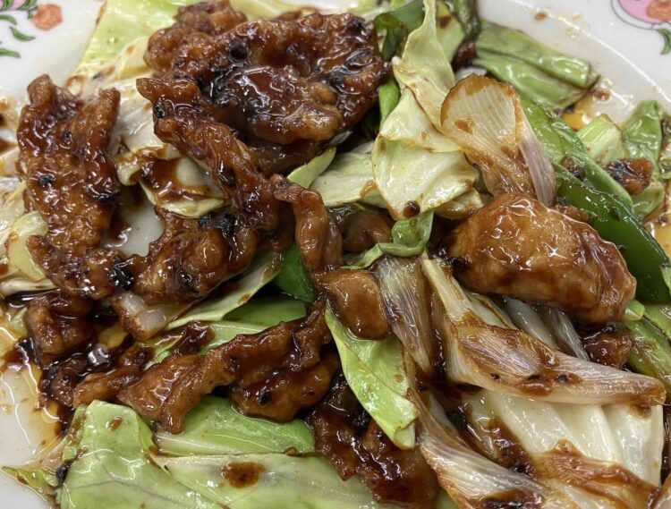 餃子の王将「中華セットB」回鍋肉アップ写真