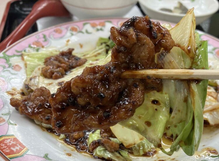 餃子の王将「中華セットB」回鍋肉アップ写真