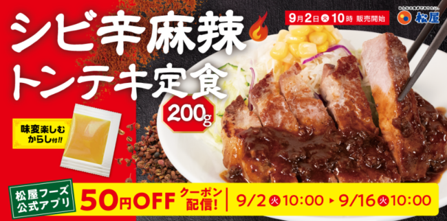松屋「シビ辛麻辣トンテキ定食」広告写真