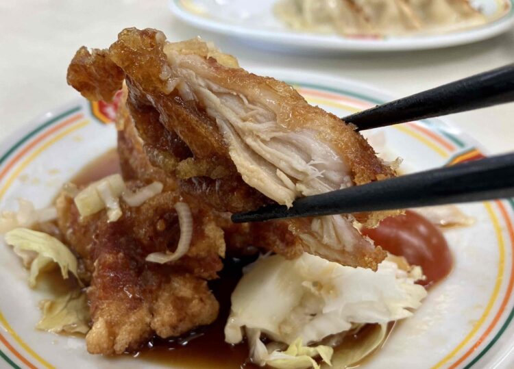 餃子の王将「ジャストサイズ油淋鶏」いただきます写真