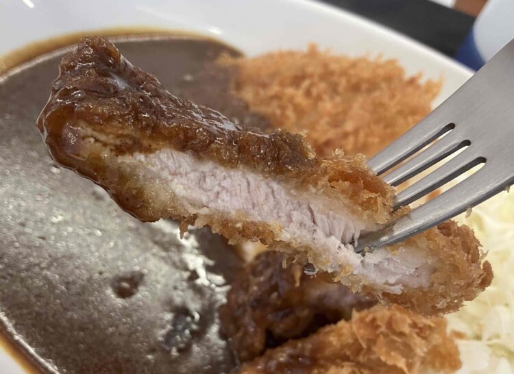 かつやの「カツカレー（梅）」トンかつアップ写真